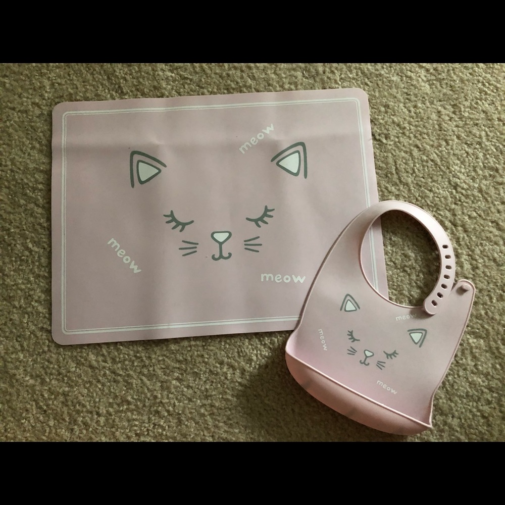 Pottery Barn Kids Silicone food mat and bib
